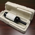 Ecovative's Mushroom® Packaging verpakking voor wijn.