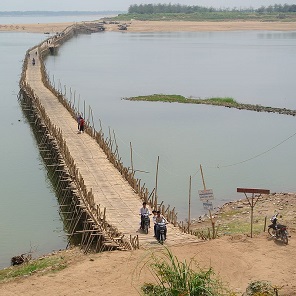 Bamboo bridge Kampong Cham, Cambodia
