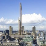 Artist's impression vn de voorgestelde toren van hout in Londen.