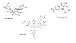 Streptomycin, vancomycin, chloramphenicol