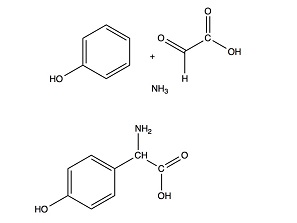 Reactieschema voor 4-hydroxyfenylglycine