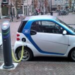 Electric car charging in Amsterdam. Photo: Ludovic Hirlimann, Wikimedia Commons.